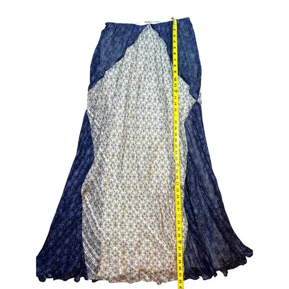NWT Rag & Bone Delaney Witchy Boho Whimsigoth Metallic Navy Beige Maxi Skirt M - Picture 12 of 12